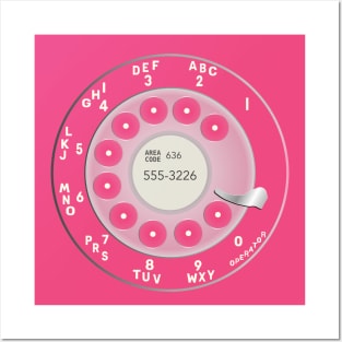 Pink Retro Rotary Phone Dial Posters and Art